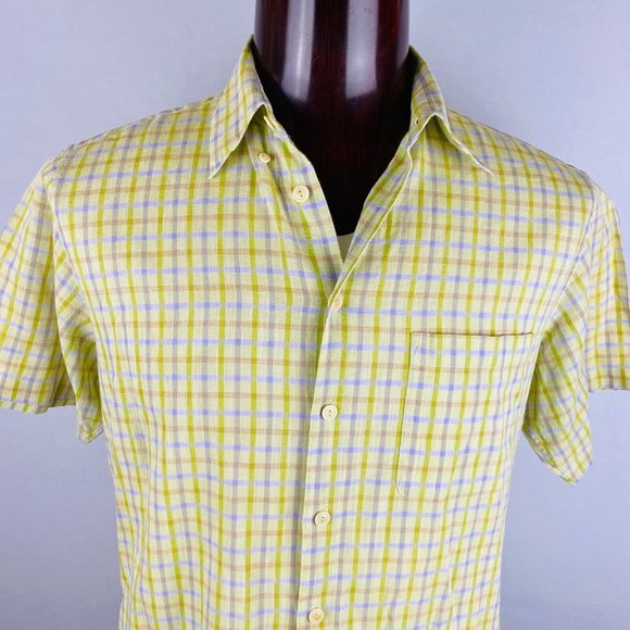 Bugatchi Mens Medium M Short Sleeve Button Down Collar Pocket Casual Shirt - Picture 2 of 8